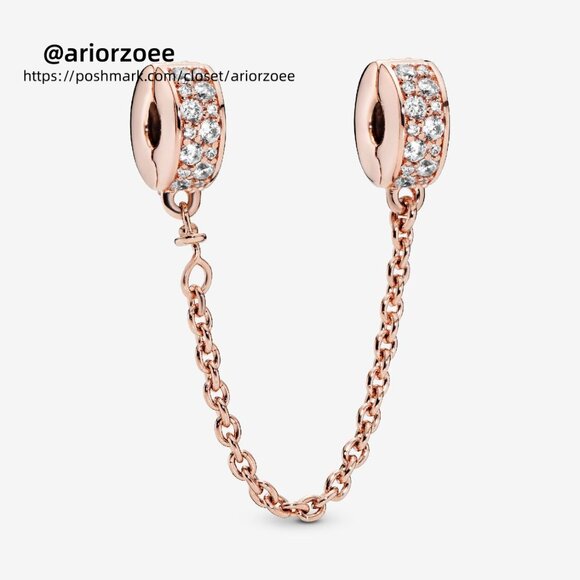 Pandora Clear Pavรฉ Safety Chain Clip Charm - Picture 1 of 4